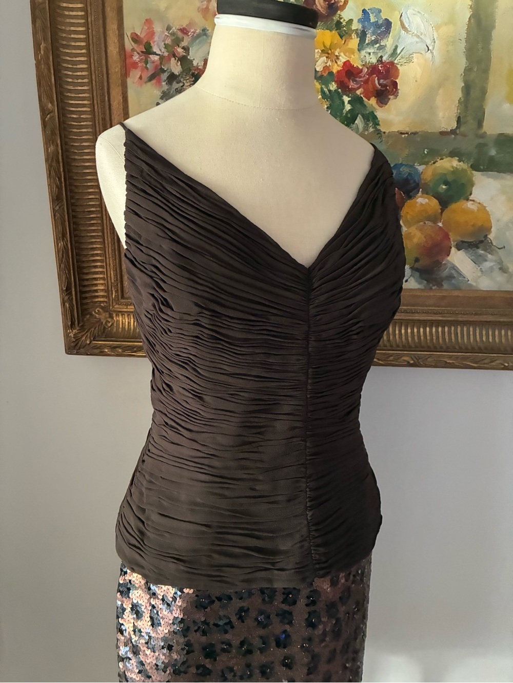 Vintage 90s Silk Glam Tank Blouse Size 12 - Picture 2 of 5